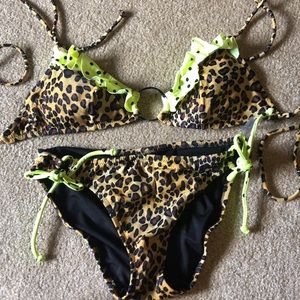 Victoria Secret leopard/yellow polka dot bikini